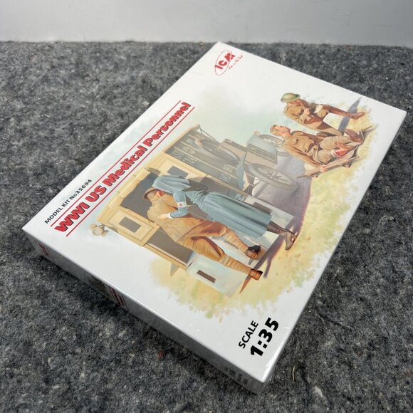 ICM 35694 US Medical Personnel, WWI Model Kit 4 figures stretcher 1/35 Sealed - Picture 7 of 7